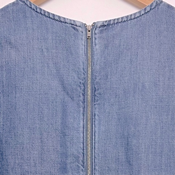 Cloth & Stone Tencel Denim Drop Waist Asymmetrical Sleeveless Shift Dress - Picture 8 of 11